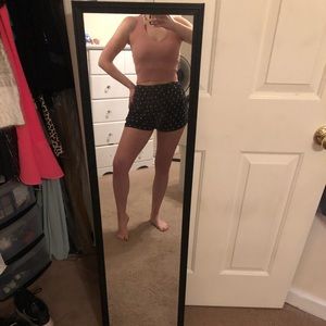 Pink crop top with lace up back (size s/m)